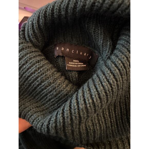 Sanctuary Rib Turtleneck Tunic Sweater in Green Size XXS Runs big - Picture 6 of 6